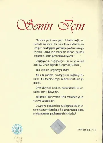 Senin İçin Kübra Kartal Yeni Asya Neşriyat %42 indirimli