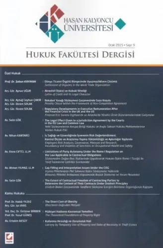 Hasan Kalyoncu Üniversitesi Hukuk Fakültesi Dergisi Sayı: 9 Ocak 2015