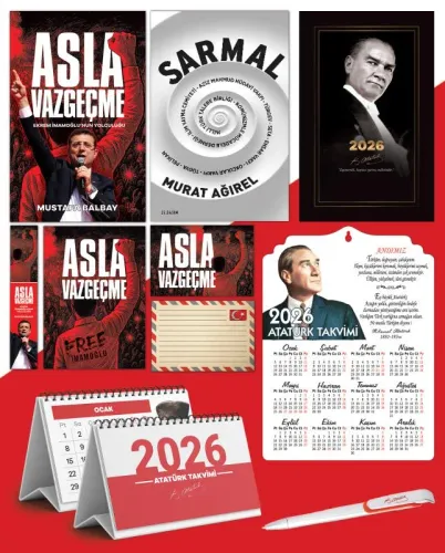 Asla Vazgeçme - Ayraç - Kartpostal - Poster - Sarmal -  2026 Ajanda Ga