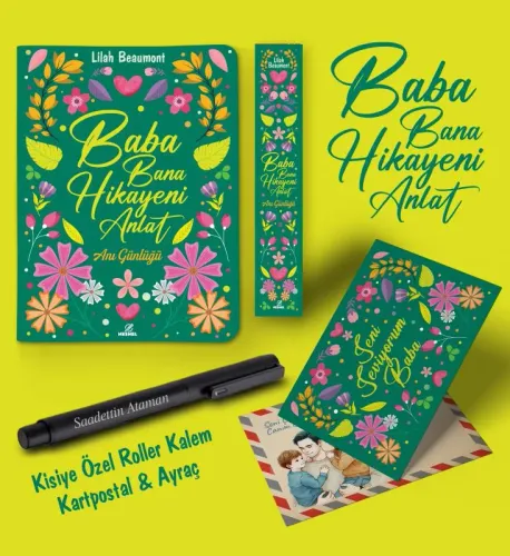 Kişiye Özel Baba Bana Hikayeni Anlat Ayraç Kartpostal Kalem - Siyah