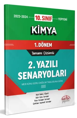 Editör Yayınları 10. Sınıf Kimya 1. Dönem Ortak Sınavı 2. Yazılı Senaryoları Tamamı Çözümlü