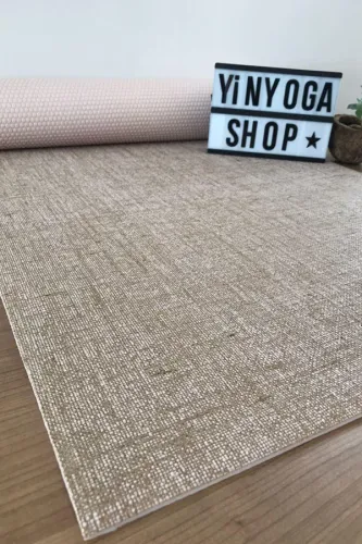 Doğal Jüt Kaplama Yoga Mat -Bej -Teşhir Ürünü