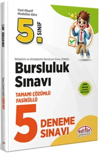 Editör Yayınları 5. Sınıf Bursluluk Sınavı Tamamı Çözümlü 5 Deneme