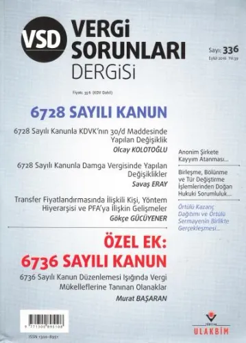 Vergi Sorunları Dergisi Yıl:39 Sayı:336 Eylül 2016