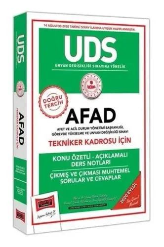 ​Yargı Yayınları UDS AFAD Tekniker Kadrosu İçin Konu Özetli Çıkmış ve Çıkması Muhtemel Sorular