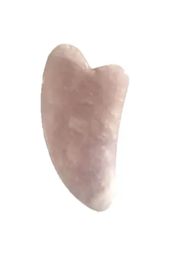 Pembe Kuvars Roller Yüz Masaj Aparatı- Gua Sha Pembe Kuvars Taşı Kalp 