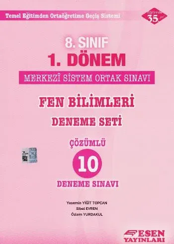 Esen 8. Sınıf 1. Dönem Fen Bilimleri Deneme Seti Çözümlü 10 Deneme Sınavı
