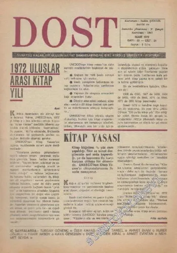 Dost Fikir ve Sanat Dergisi -  Dosya: 1972 Uluslararası Kitap Yılı - Sayı: 89  Cilt 24    Mart 1972