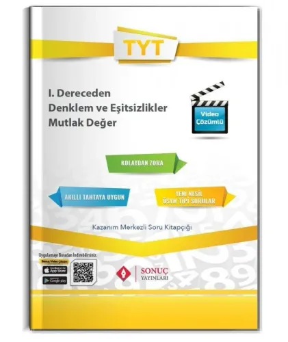 Sonuç Yayınları TYT 1. Dereceden Denklem ve Eşitsizlik Mutlak Değer Kazanım Merkezli Soru Kitapçığı