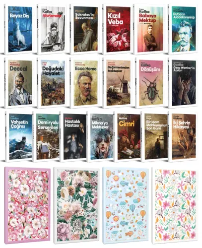 19 Dünya Klasiği ve Çiçekli Çizgili Defter Seti -2 - Halkkitabevi