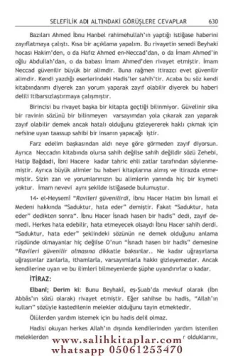 Selefilik Adı Altındaki Görüşlere Ehli Sünnetin Cevapları Seyyid Ali H