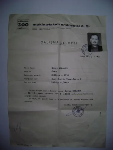 Makina Takım Endüstrisi A.Ş. - İşçi Çalışma Belgesi