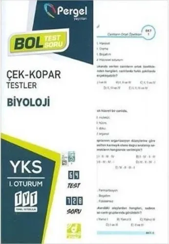 Pergel YKS-TYT Biyoloji Çek Kopar Testler 1. Oturum-YENİ