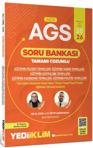 Yediiklim Yayınları 2026 MEB AGS Eğitimin Temelleri ve Temel Kavramlar Türk Milli Eğitim Sisteminin Genel Yapısı Eğitim ve Öğretim Teknolojileri Tamamı Çözümlü Soru Bankası