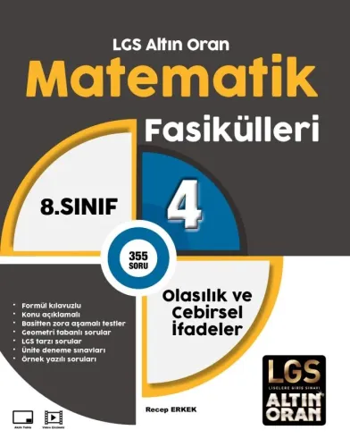 ALTIN ORAN 8. SINIF MATEMATİK 4.FASİKÜL OLASILIK VE CEBİRSEL İFADELER *YENİ*
