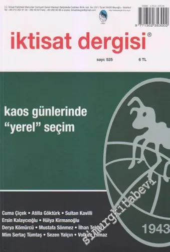 İktisat Dergisi: Kaos Günlerinde “Yerel”  Seçim - Sayı: 525      Nisan - Haziran