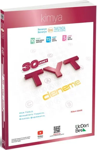 ÜçDörtBeş Yayınları TYT Kimya 30 Deneme Bülent Demir