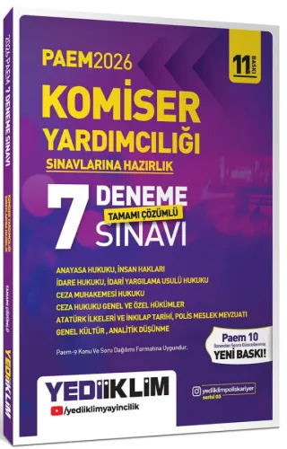 Yediiklim Yayınları 2026 PAEM Komiser Yardımcılığı Sınavlarına Hazırlı