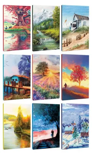 9lu Manzara Temalı 13,5x19,5cm 64 Sayfa Çizgili Okul Defteri Seti -2