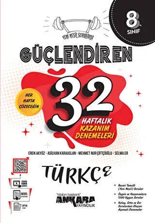Ankara 8. Sınıf Güçlendiren Türkçe Kazanım 32 Haftalık Denemeleri