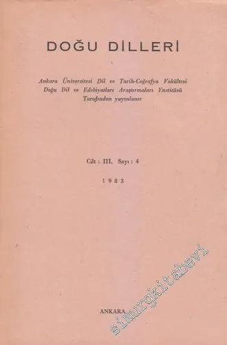 Doğu Dilleri Dergisi - Farsça Arapça Urduca Hindoloji ve Sinoloji Araştırmaları - Sayı: 4  Cilt 3      1983