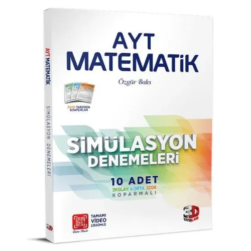 3D Yayınları AYT Matematik Simülasyon Denemeleri Tamamı Video Çözümlü 10 Deneme