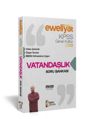 İsem Yayıncılık 2022 KPSS Evveliyat Lisans Genel Kültür Vatandaşlık Video Çözümlü Soru Bankası