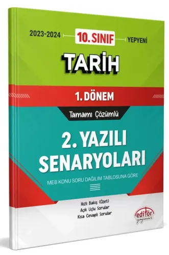 Editör Yayınları 10. Sınıf Tarih 1. Dönem Ortak Sınavı 2. Yazılı Senaryoları Tamamı Çözümlü