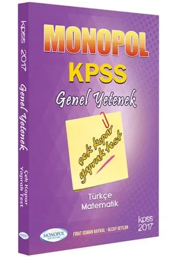 Monopol 2017 KPSS Genel Yetenek Çek Kopar Yaprak Test