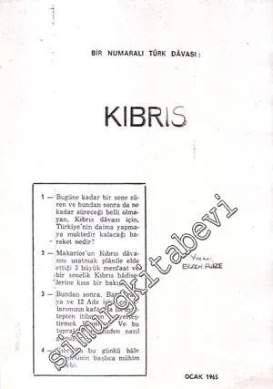 Kıbrıs Bir Numaralı Türk Davası ( Fotokopidir ) -