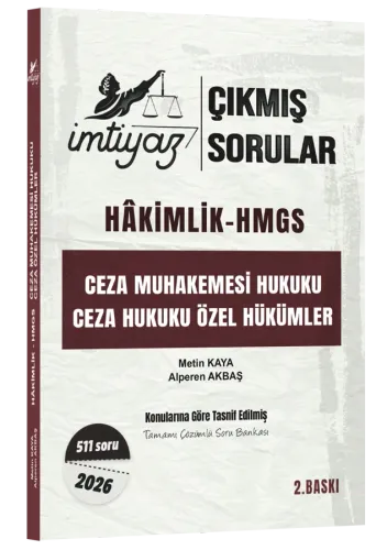 İmtiyaz Yayınları 2026 Hakimlik HMGS Ceza Muhakemesi Hukuku, Ceza Hukuku Özel Hükümler Çıkmış Sorular Çözümlü