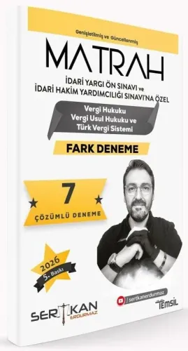Temsil Yayınları 2026 İdari Hakimlik MATRAH Vergi Hukuku-Maliye-İktisat Fark Dersler 7 Deneme Çözümlü