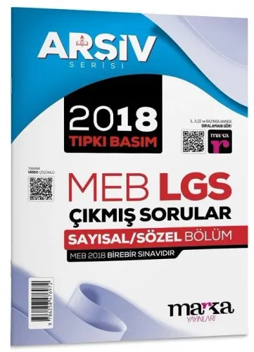 Marka Yayınları 8. Sınıf LGS 2018 Çıkmış Sorular Çözümlü Tıpkı Basım