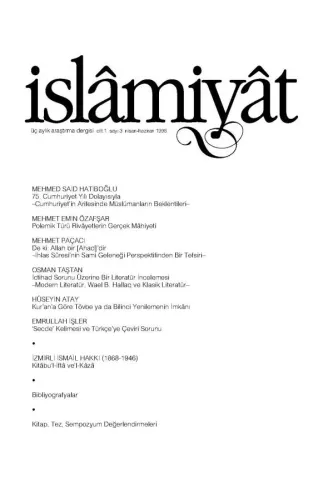 İSLAMİYAT (Cumhuriyet'in Arifesinde Müslümanlar'ın Beklentileri)