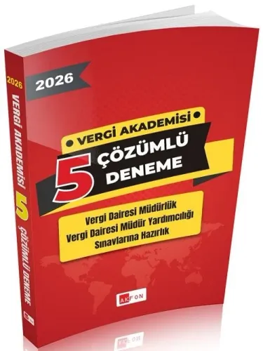 Akfon Yayınları 2026 Vergi Akademisi Vergi Dairesi Müdür ve Yardımcılığı 5 Deneme Çözümlü