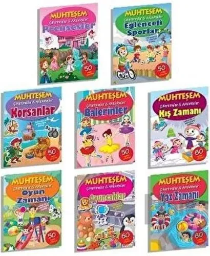 Oyun Temalı Muhteşem Çıkartmalar - 8 Kitap Takım - Halkkitabevi