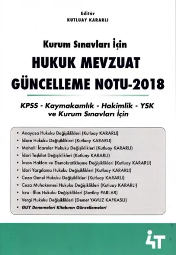 Hukuk Mevzuat Güncelleme Notu 2018
