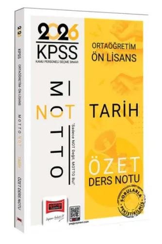 Yargı Yayınları 2026 KPSS Ortaöğretim Ön Lisans Motto Serisi Tarih Özet Ders Notu