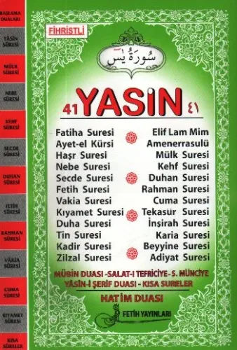 41 Yasin [Arapça-Fihristli] (Orta Boy-Yeşil) (Brd)