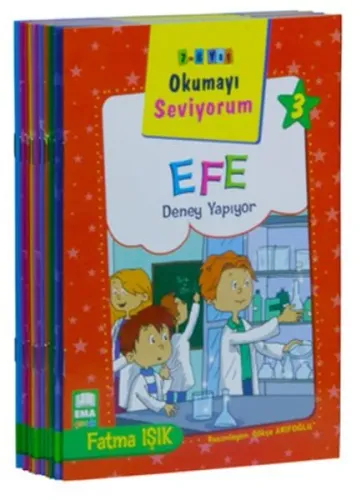 Okumayı Seviyorum Seti (10 Kitap Takım - Küçük Boy); 1. ve 2. Sınıflar İçin Eğik Yazılı