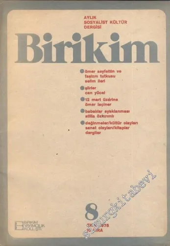 Birikim Aylık Sosyalist Kültür Dergisi - Sayı: 8, Ekim 1975