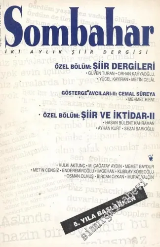 Sombahar: İki Aylık Şiir Dergisi  - Eylül - Ekim 1994 Sayı: 25