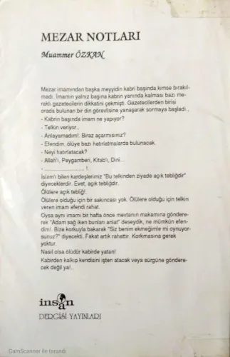 Mezar Notları Muammer Özkan insan Yayınevi %38 indirimli