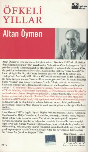 Öfkeli Yıllar Altan Öymen Doğan Kitap %46 indirimli