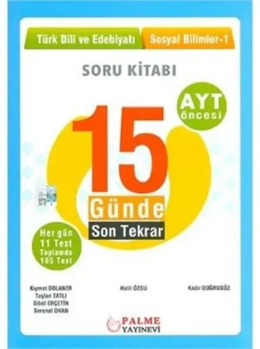 Palme Yayınları AYT Öncesi Türk Dili ve Edebiyatı Sosyal Bilimler 1 15 Günde Son Tekrar Soru Kitabı