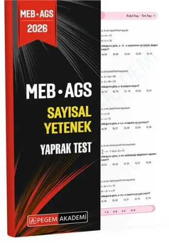 Pegem Yayınları 2026 MEB AGS Sayısal Yetenek Yaprak Test