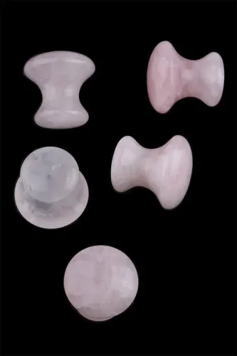 Mantar Kesim Gua Sha Pembe Kuvars Taşı - Vücut ve Yüz Cilt Masaj Taşı