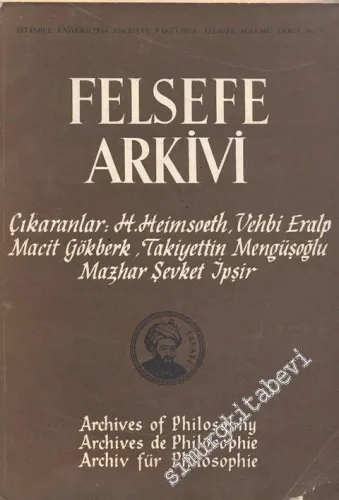 Felsefe Arkivi - Cilt: 3, Sayı: 1, Yıl: 1952       1952