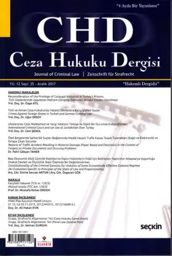 Ceza Hukuku Dergisi Yıl:12 Sayı:35 Aralık 2017