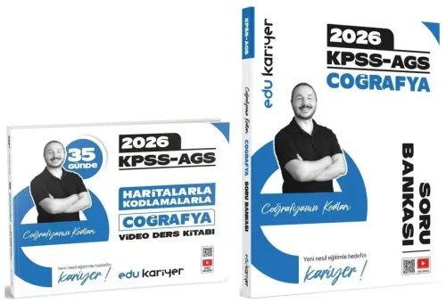 Edu Kariyer 2026 KPSS MEB-AGS 35 Günde Haritalarla Kodlamalarla Coğrafyanın Kodları Video Ders Notları Kitabı ve Soru Bankası 2'li Set